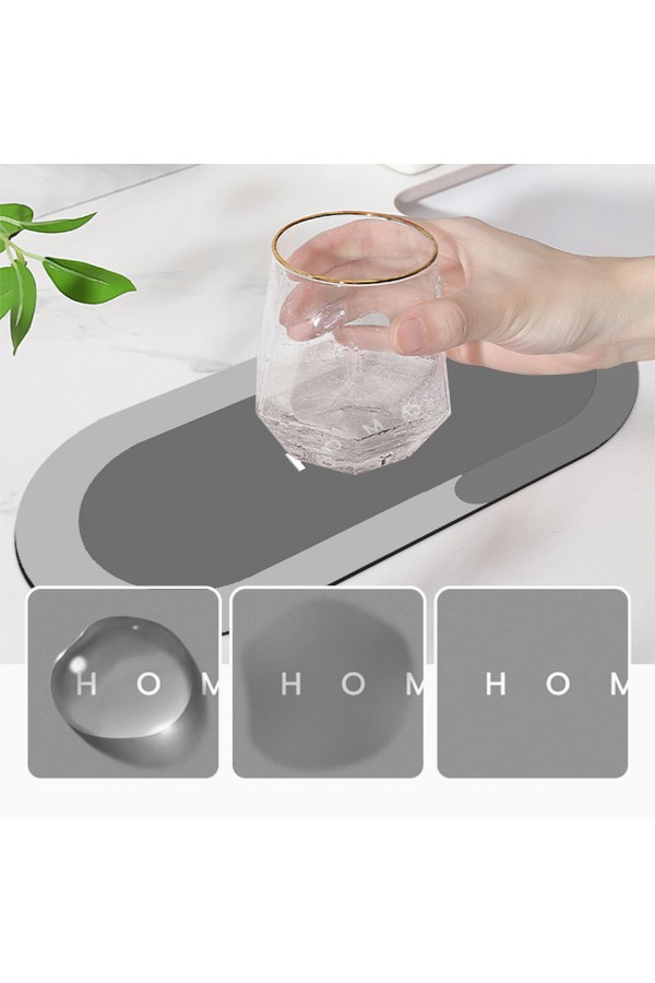 Else Gri Musluk Matı 3 lü Set Mutfak Organizer Lavabo Matı Sabunluk Bulaşık Süngeri Matı