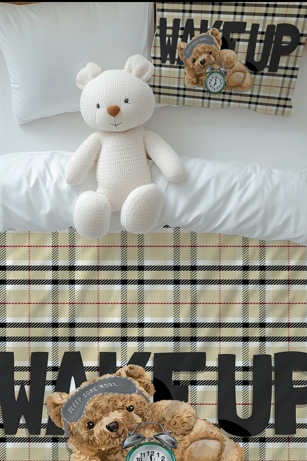 Uyuyan Ayı Teddy Desenli Erkek Çocuk Tek Kişilik Nevresim Takımı Yastık Kılıflı Uyuyan Ayı Teddy Desenli Erkek Çocuk Tek Kişilik Nevresim Takımı Yastık Kılıflı