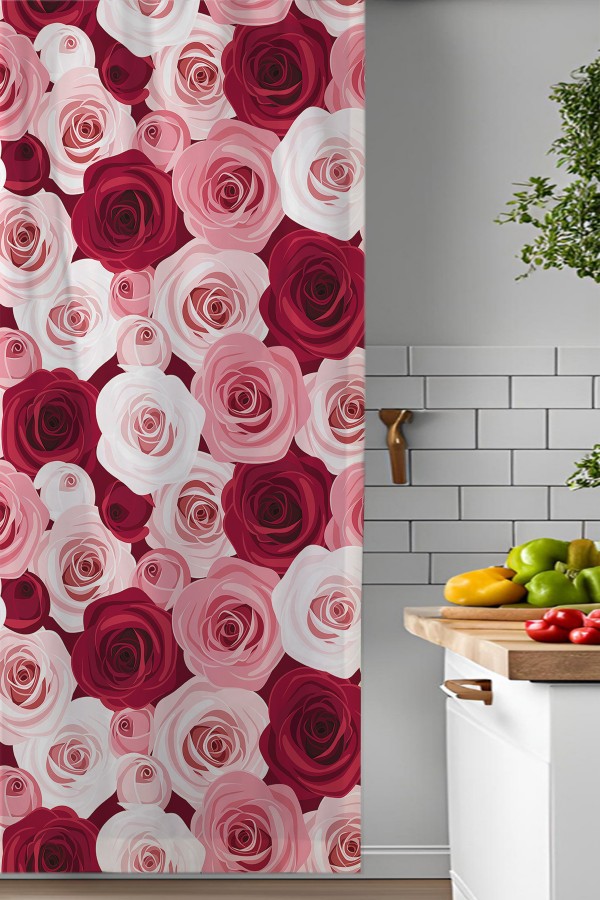 Pembe Kırmızı Güller Desenli Djital Baskılı Yemek Odası Mutfak Fon Perde 140x260cm Pembe Kırmızı Güller Desenli Djital Baskılı Yemek Odası Mutfak Fon Perde 140x260cm