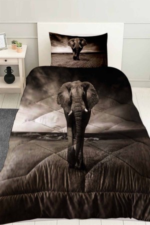 Gri Filler Desenli Tek Kişilik Kapitoneli Yorgan Yastık Kılıflı Gri Filler Desenli Tek Kişilik Kapitoneli Yorgan Yastık Kılıflı