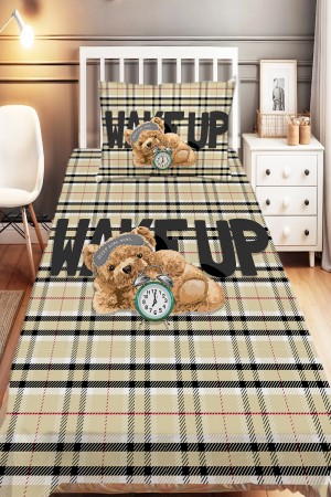 Uyuyan Ayı Teddy Desenli Erkek Çocuk Dekoratif Baskılı Yatak Örtüsü