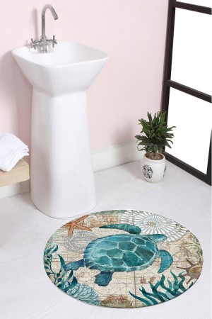 Else Kaplumağa Desenli Halat Hasır Jüt Örgü Yuvarlak Halı Banyo Paspası