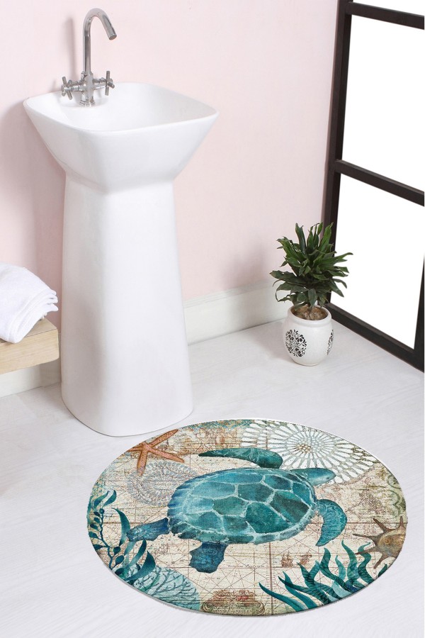 Else Kaplumağa Desenli Halat Hasır Jüt Örgü Yuvarlak Halı Banyo Paspası Else Kaplumağa Desenli Halat Hasır Jüt Örgü Yuvarlak Halı Banyo Paspası