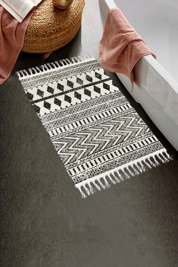 Else Desenli Yıkanabilir Modern Tekli Banyo Paspası Halı Vintage Dokuma Kilim 50x80cm BYNS-08 Else Desenli Yıkanabilir Modern Tekli Banyo Paspası Halı Vintage Dokuma Kilim 50x80cm BYNS-08