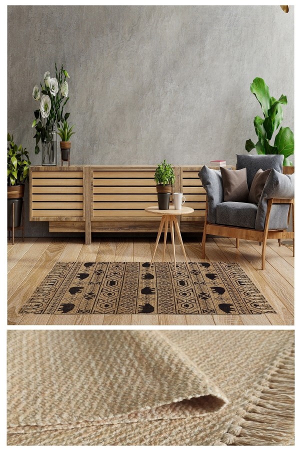 Else Casablanca Jüt Hasır Desenli Vintage Yıkanabilir Çift Taraflı Kara Tezgah Dokuma Kilim CSS08 Else Casablanca Jüt Hasır Desenli Vintage Yıkanabilir Çift Taraflı Kara Tezgah Dokuma Kilim CSS08