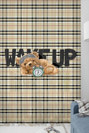 Uyuyan Ayı Teddy Desenli Erkek Çocuk Odası Tül Perde 140x260cm