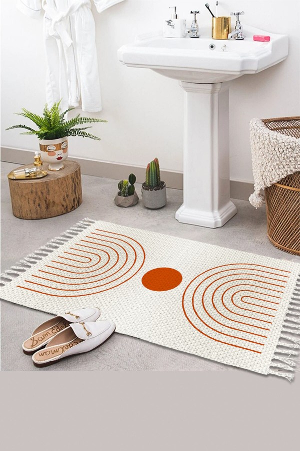 Else Desenli Yıkanabilir Modern Tekli Banyo Paspası Halı Vintage Dokuma Kilim 50x80cm BYNS-14 Else Desenli Yıkanabilir Modern Tekli Banyo Paspası Halı Vintage Dokuma Kilim 50x80cm BYNS-14