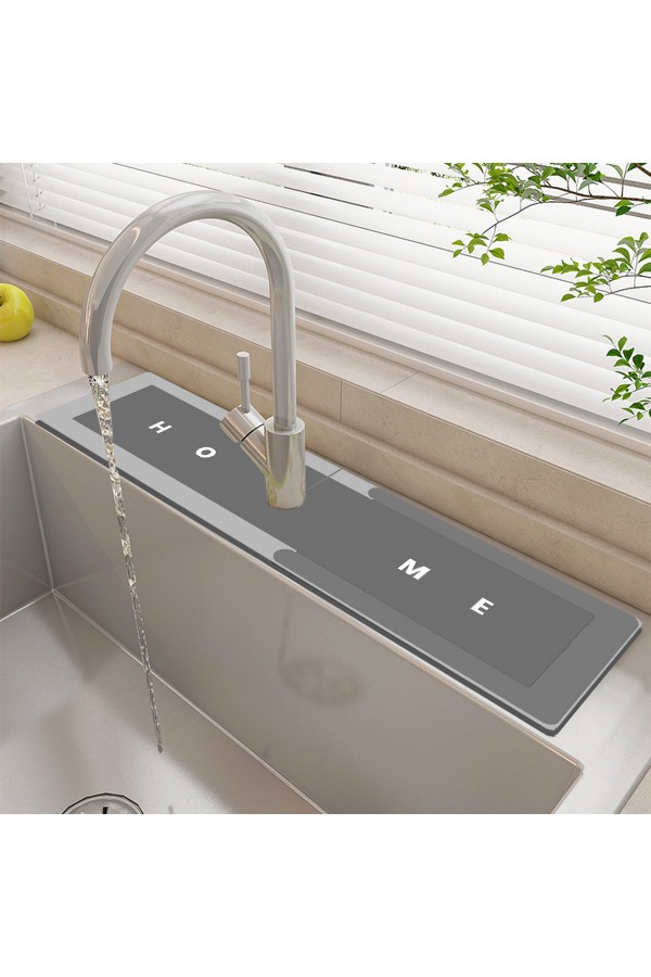 Else Gri Musluk Matı 3 lü Set Mutfak Organizer Lavabo Matı Sabunluk Bulaşık Süngeri Matı