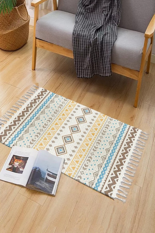 Else Desenli Yıkanabilir Modern Tekli Banyo Paspası Halı Vintage Dokuma Kilim 50x80cm BYNS-07 Else Desenli Yıkanabilir Modern Tekli Banyo Paspası Halı Vintage Dokuma Kilim 50x80cm BYNS-07