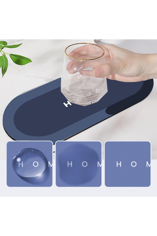 Else Mavi Musluk Matı 3 lü Set Mutfak Organizer Lavabo Matı Sabunluk Bulaşık Süngeri Matı