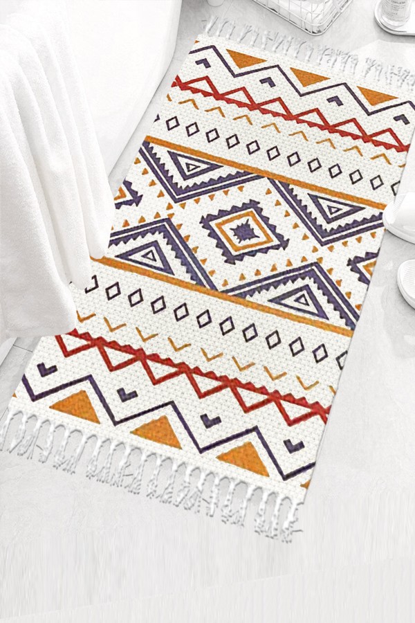 Else Desenli Yıkanabilir Modern Tekli Banyo Paspası Halı Vintage Dokuma Kilim 50x80cm BYNS-05