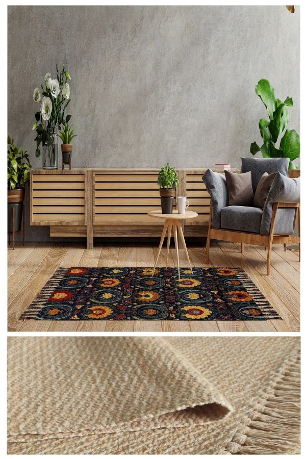 Else Casablanca Jüt Hasır Desenli Vintage Yıkanabilir Çift Taraflı Kara Tezgah Dokuma Kilim CSS28 Else Casablanca Jüt Hasır Desenli Vintage Yıkanabilir Çift Taraflı Kara Tezgah Dokuma Kilim CSS28