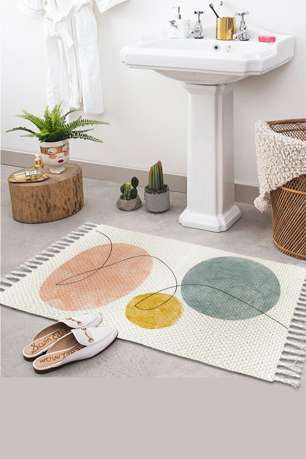 Else Desenli Yıkanabilir Modern Tekli Banyo Paspası Halı Vintage Dokuma Kilim 50x80cm BYNS-11 Else Desenli Yıkanabilir Modern Tekli Banyo Paspası Halı Vintage Dokuma Kilim 50x80cm BYNS-11