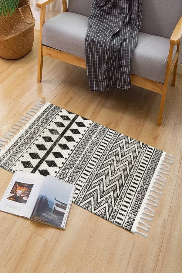 Else Desenli Yıkanabilir Modern Tekli Banyo Paspası Halı Vintage Dokuma Kilim 50x80cm BYNS-08 Else Desenli Yıkanabilir Modern Tekli Banyo Paspası Halı Vintage Dokuma Kilim 50x80cm BYNS-08