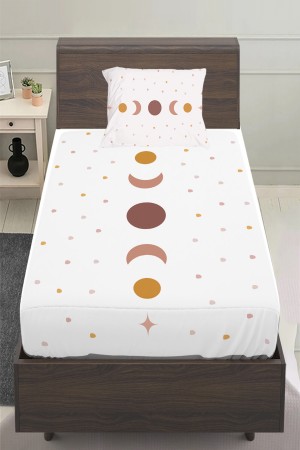 Minimal Ay Yıldız Desenli Kız Çocuk Tek Kişilik Yastıklı Çarşaf Takımı 100x200 cm Minimal Ay Yıldız Desenli Kız Çocuk Tek Kişilik Yastıklı Çarşaf Takımı 100x200 cm
