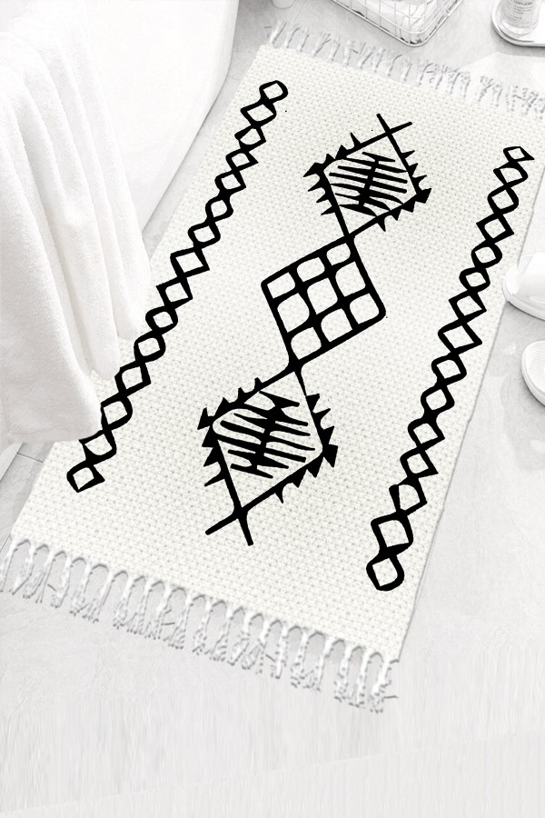 Else Desenli Yıkanabilir Modern Tekli Banyo Paspası Halı Vintage Dokuma Kilim 50x80cm BYNS-01 Else Desenli Yıkanabilir Modern Tekli Banyo Paspası Halı Vintage Dokuma Kilim 50x80cm BYNS-01