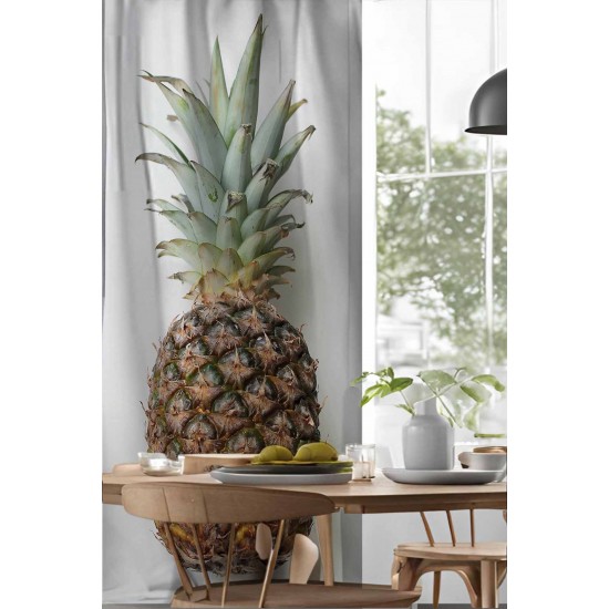 Ananas Desenli Djital Baskılı Yemek Odası Mutfak Fon Perde 140x260cm