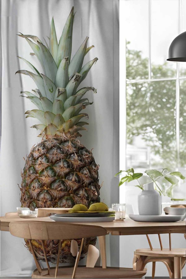 Ananas Desenli Djital Baskılı Yemek Odası Mutfak Fon Perde 140x260cm Ananas Desenli Djital Baskılı Yemek Odası Mutfak Fon Perde 140x260cm