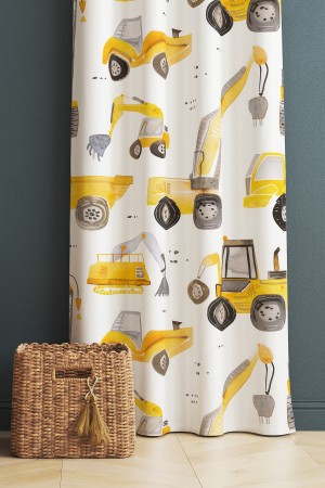 Sarı İş Makineleri Desenli Erkek Çocuk Odası Fon Perde 140x260cm Sarı İş Makineleri Desenli Erkek Çocuk Odası Fon Perde 140x260cm