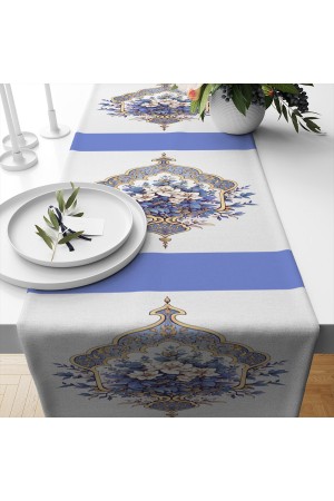 Mavi Beyaz Çiçekli Desenli Baskılı Leke Tutmaz Dertsiz Dekoratif Runner Örtüsü 40x140cm Mavi Beyaz Çiçekli Desenli Baskılı Leke Tutmaz Dertsiz Dekoratif Runner Örtüsü 40x140cm