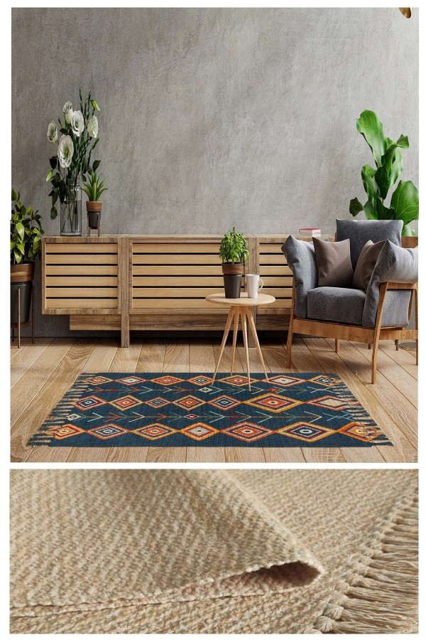 Else Casablanca Jüt Hasır Desenli Vintage Yıkanabilir Çift Taraflı Kara Tezgah Dokuma Kilim CSS33 Else Casablanca Jüt Hasır Desenli Vintage Yıkanabilir Çift Taraflı Kara Tezgah Dokuma Kilim CSS33