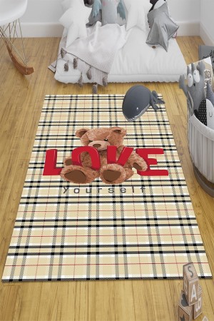 Love Ayı Teddy Desenli Kız Çocuk Odası Halısı Yıkanabilir Kaymaz Taban Love Ayı Teddy Desenli Kız Çocuk Odası Halısı Yıkanabilir Kaymaz Taban
