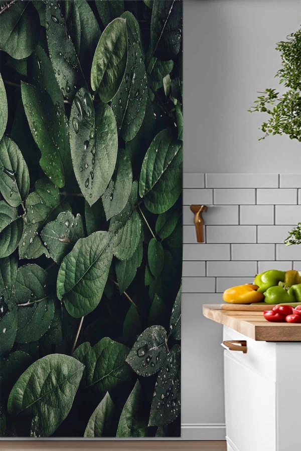Yeşil Yapraklar Desenli Djital Baskılı Yemek Odası Mutfak Fon Perde 140x260cm Yeşil Yapraklar Desenli Djital Baskılı Yemek Odası Mutfak Fon Perde 140x260cm