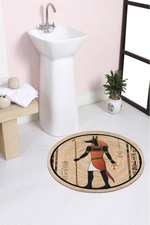 Else Etnij Mısır Desenli Halat Hasır Jüt Örgü Yuvarlak Halı Banyo Paspası