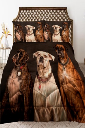 Sevimli Köpekler Desenli Çift Kişilik Kapitoneli Yorgan Yastık Kılıflı Sevimli Köpekler Desenli Çift Kişilik Kapitoneli Yorgan Yastık Kılıflı