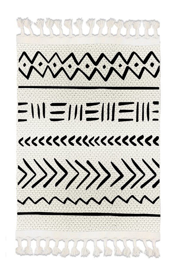 Else Desenli Yıkanabilir Modern Tekli Banyo Paspası Halı Vintage Dokuma Kilim 50x80cm BYNS-02