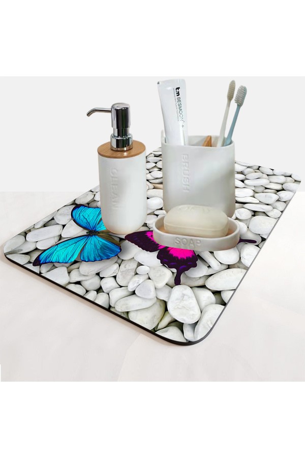 Else Su Emici Banyo Düzenleyici Duş Şampuan Sabun Bardak Diş Fırçası Altlığı Düzenleyici Sunum Matı Else Su Emici Banyo Düzenleyici Duş Şampuan Sabun Bardak Diş Fırçası Altlığı Düzenleyici Sunum Matı