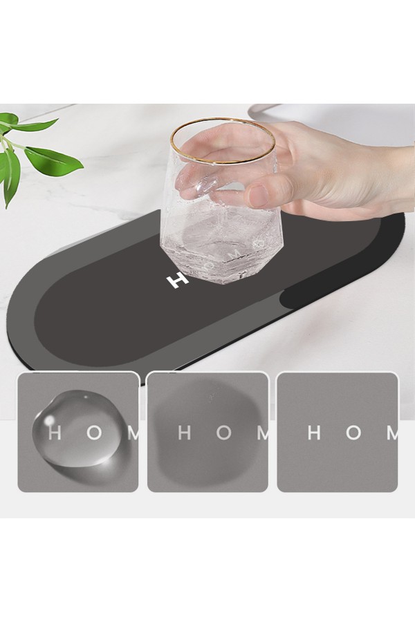 Else Antrasit Musluk Matı 3 lü Set Mutfak Organizer Lavabo Matı Sabunluk Bulaşık Süngeri Matı