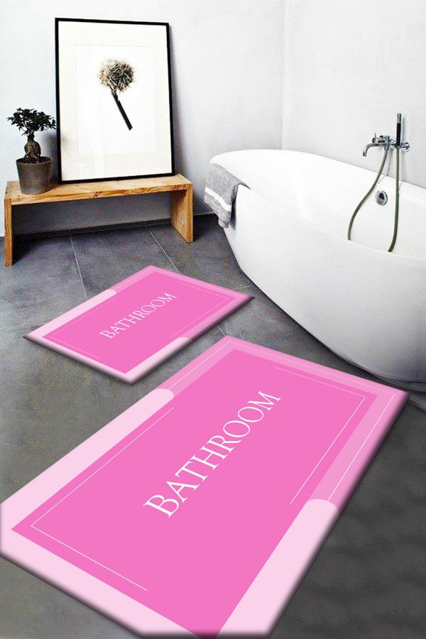 Else Pembe Bath Yazılı Yıkanabilir Kaymaz Taban 2 li Banyo Paspası Klozet Takımı Halısı PASSO-10 Else Pembe Bath Yazılı Yıkanabilir Kaymaz Taban 2 li Banyo Paspası Klozet Takımı Halısı PASSO-10