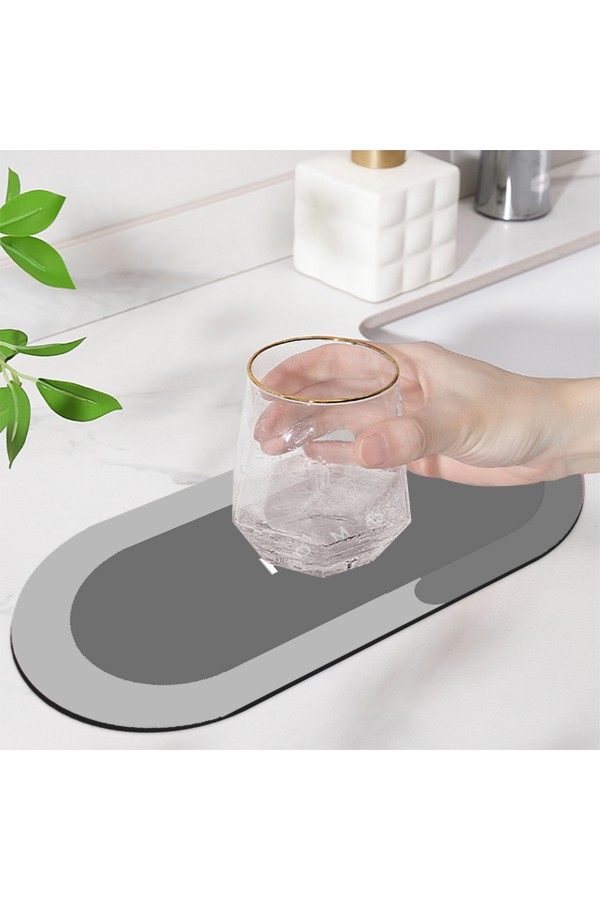 Else Gri Musluk Matı 3 lü Set Mutfak Organizer Lavabo Matı Sabunluk Bulaşık Süngeri Matı