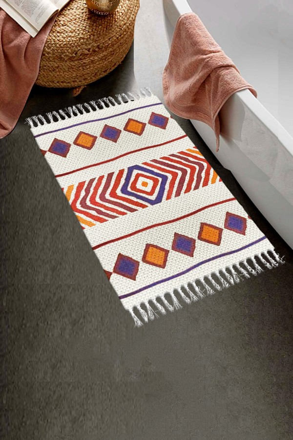 Else Desenli Yıkanabilir Modern Tekli Banyo Paspası Halı Vintage Dokuma Kilim 50x80cm BYNS-06 Else Desenli Yıkanabilir Modern Tekli Banyo Paspası Halı Vintage Dokuma Kilim 50x80cm BYNS-06