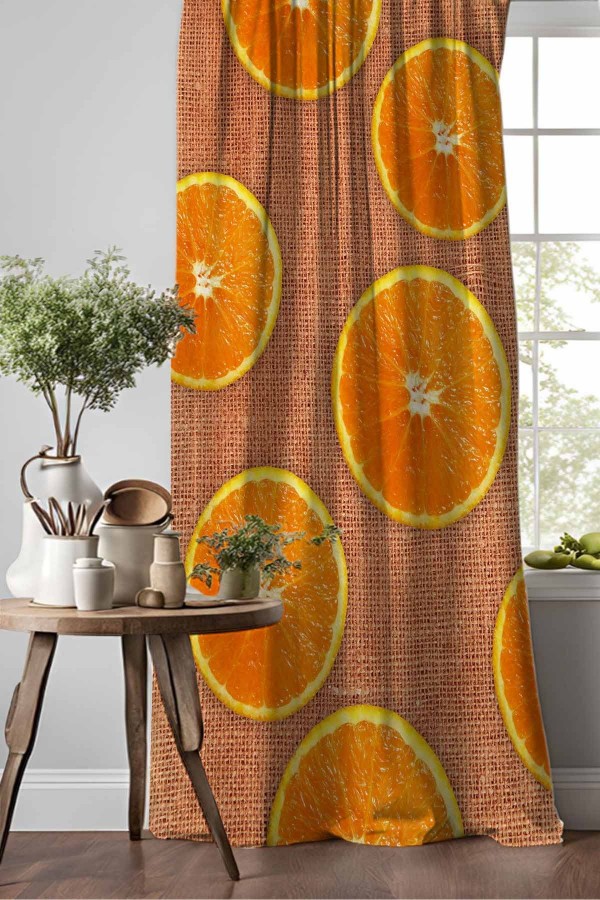 Hasır Jüt Portakal Desenli Djital Baskılı Yemek Odası Mutfak Fon Perde 140x260cm Hasır Jüt Portakal Desenli Djital Baskılı Yemek Odası Mutfak Fon Perde 140x260cm