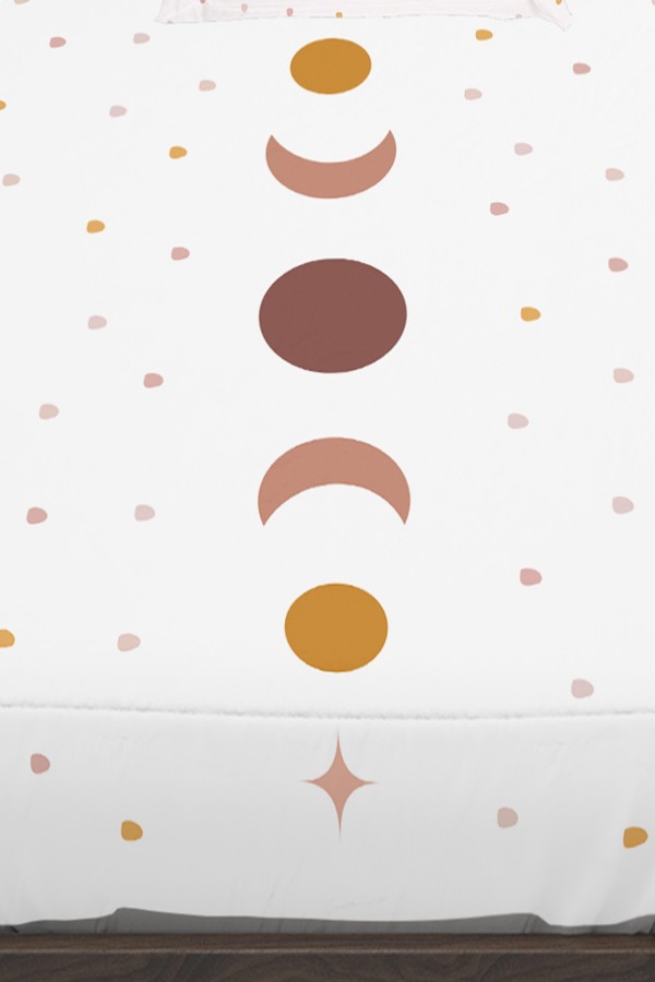 Minimal Ay Yıldız Desenli Kız Çocuk Tek Kişilik Yastıklı Çarşaf Takımı 100x200 cm Minimal Ay Yıldız Desenli Kız Çocuk Tek Kişilik Yastıklı Çarşaf Takımı 100x200 cm