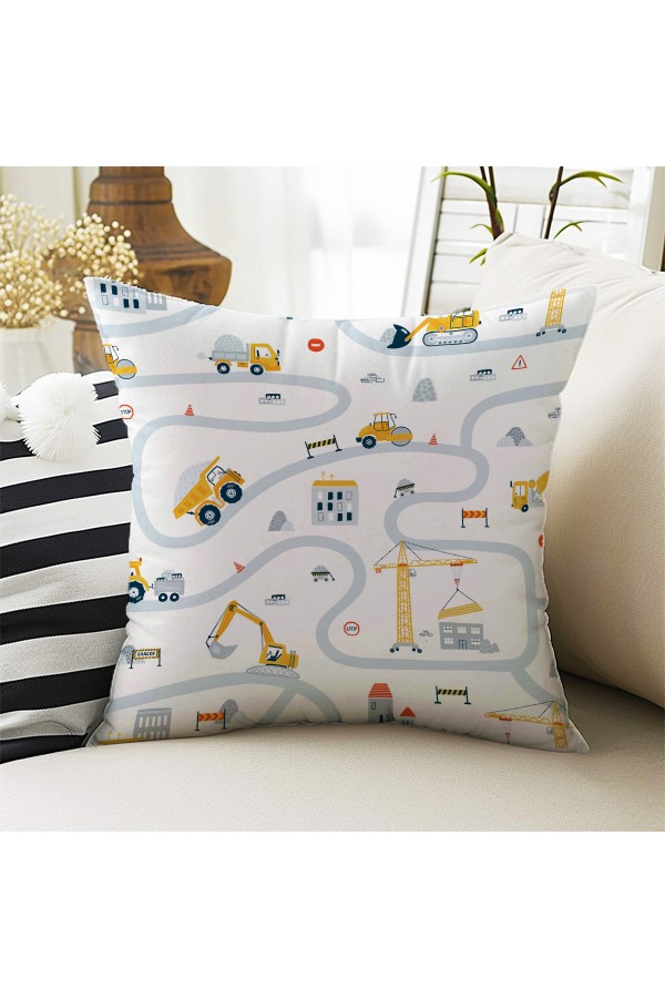 İnşaat İş Makineleri Desenli Erkek Çocuk Dekoratif Çift Taraflı Kırlent Kılıfı 43x43cm İnşaat İş Makineleri Desenli Erkek Çocuk Dekoratif Çift Taraflı Kırlent Kılıfı 43x43cm