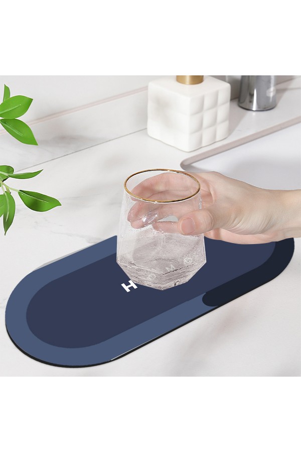 Else Mavi Musluk Matı 3 lü Set Mutfak Organizer Lavabo Matı Sabunluk Bulaşık Süngeri Matı
