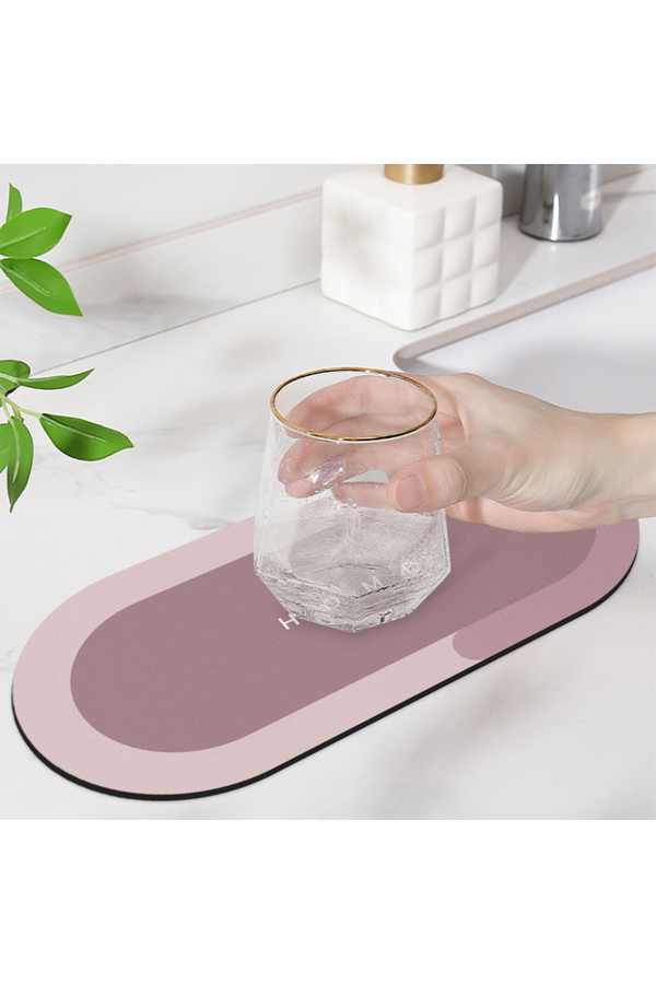 Else Pembe Musluk Matı 3 lü Set Mutfak Organizer Lavabo Matı Sabunluk Bulaşık Süngeri Matı