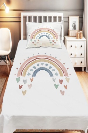 Gökkuşağı Boho Desenli Kız Çocuk Dekoratif Baskılı Yatak Örtüsü