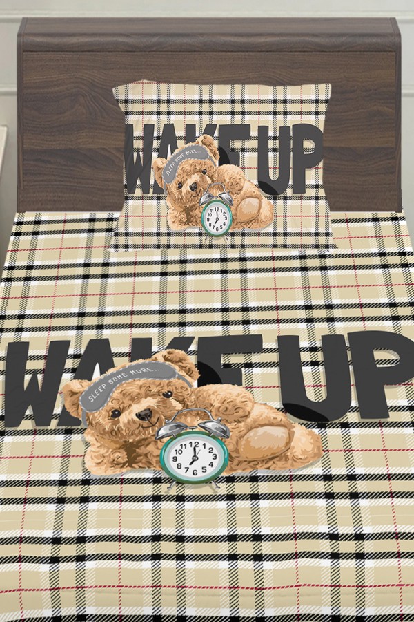 Uyuyan Ayı Teddy Desenli Erkek Çocuk Tek Kişilik Yastıklı Çarşaf Takımı 100x200 cm Uyuyan Ayı Teddy Desenli Erkek Çocuk Tek Kişilik Yastıklı Çarşaf Takımı 100x200 cm