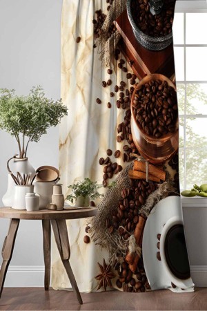 Türk Kahvesi Desenli Djital Baskılı Yemek Odası Mutfak Fon Perde 140x260cm