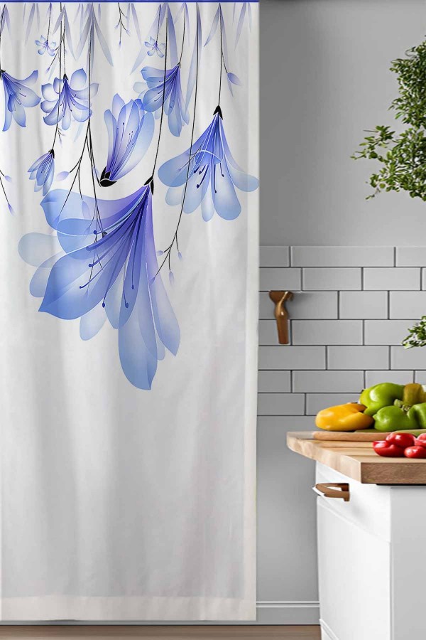 Mavi Çiçekli Desenli Djital Baskılı Yemek Odası Mutfak Fon Perde 140x260cm Mavi Çiçekli Desenli Djital Baskılı Yemek Odası Mutfak Fon Perde 140x260cm