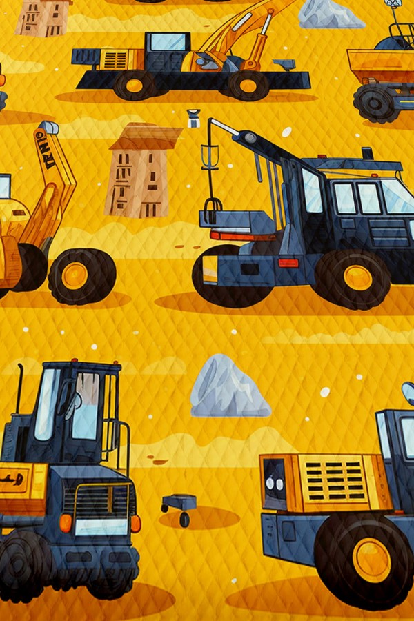 Sarı İş Makineleri İnşaat Desenli Erkek Çocuk Tek Kişilik Kapitoneli Pike Takımı Yatak Örtüsü Sarı İş Makineleri İnşaat Desenli Erkek Çocuk Tek Kişilik Kapitoneli Pike Takımı Yatak Örtüsü