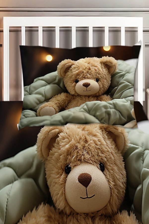 Oyuncak Ayı Teddy Desenli Kız Çocuk Dekoratif Baskılı Yatak Örtüsü Oyuncak Ayı Teddy Desenli Kız Çocuk Dekoratif Baskılı Yatak Örtüsü