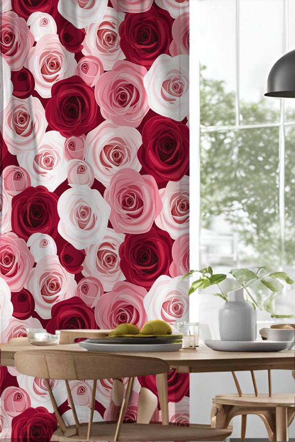 Pembe Kırmızı Güller Desenli Djital Baskılı Yemek Odası Mutfak Fon Perde 140x260cm Pembe Kırmızı Güller Desenli Djital Baskılı Yemek Odası Mutfak Fon Perde 140x260cm
