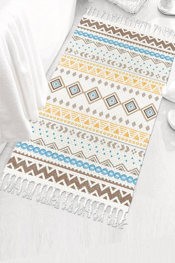 Else Desenli Yıkanabilir Modern Tekli Banyo Paspası Halı Vintage Dokuma Kilim 50x80cm BYNS-07 Else Desenli Yıkanabilir Modern Tekli Banyo Paspası Halı Vintage Dokuma Kilim 50x80cm BYNS-07