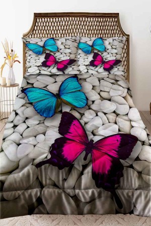 Pembe Mavş Kelebekler Desenli Çift Kişilik Kapitoneli Yorgan Yastık Kılıflı Pembe Mavş Kelebekler Desenli Çift Kişilik Kapitoneli Yorgan Yastık Kılıflı