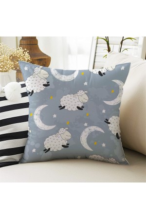 Gri Beyaz Kuzulu Desenli Erkek Çocuk Dekoratif Çift Taraflı Kırlent Kılıfı 43x43cm Gri Beyaz Kuzulu Desenli Erkek Çocuk Dekoratif Çift Taraflı Kırlent Kılıfı 43x43cm